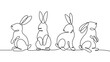 Continuous drawing line art of Easter rabbits. Hand drawn one line