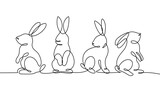 Fototapeta  - Continuous drawing line art of Easter rabbits. Hand drawn one line