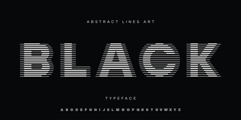 Aufkleber - Alphabet Fonts with Abstract Lines Pattern