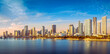 the skyline of miami in the early morning sun
