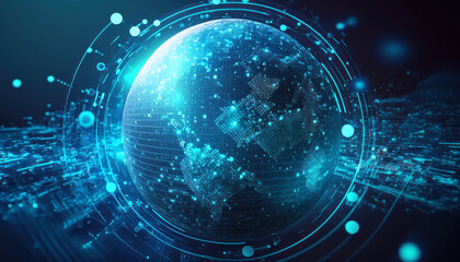 Digital globe cyber security technology concept of innovative future data background generative ai