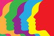 © Enka - Colorful head silhouette background. Unity in diversity concept