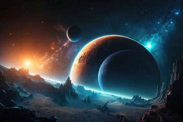 outer space background realistic. illustration generative ai