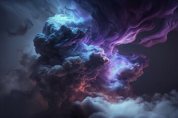 Wall Mural - Outer space abstract background, black matter. Thunderstorm clouds in the sky. Mystical swirling smoke backdrop Generative AI