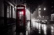 Retro Bild mit Colorkey-Effekt: Rote Londoner- Telefonzelle in einer schwarz weiß Stadt - Generative Ai