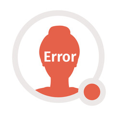 Poster - Faceless female vector empty state avatar icon. Young woman with bun. Editable 404 not found persona for UX, UI design. Cartoon profile picture with red dot. Colorful website, mobile error user badge