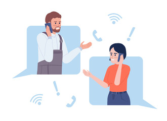Poster - Woman consulting over phone with internet provider flat concept vector illustration. Editable 2D cartoon characters on white for web design. Service creative idea for website, mobile, explainer