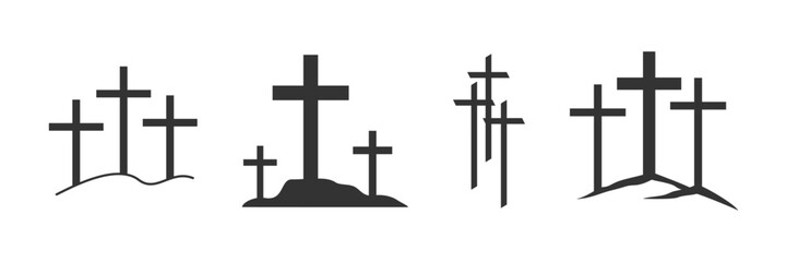 Wall Mural - Cross symbol. Christian cross icon collection. Vector