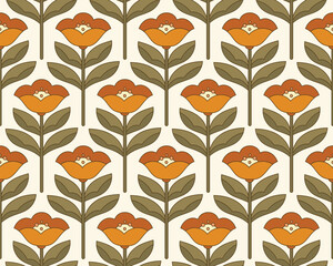 Modern floral art deco seamless pattern. Vector damask illustration with leaves. Decorative botanical background.