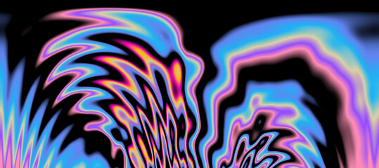 Poster - Op-art pattern with holographic gasoline like stains and leaks. Rainbow multicolored abstract background.