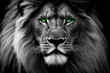 Black and White Lion With Green Eyes made with generative ai
