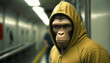 Monkey ape in the subway. sketch art for artist creativity and inspiration. generative AI