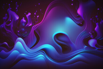 Wall Mural - Abstract 3d render iridescent neon holographic twisted wave in motion. Vibrant colorful gradient design element for banner, background, wallpaper and covers.