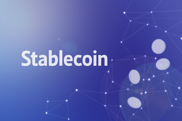 Poster - Title image of the word Stablecoin. It is a Web3 related term.