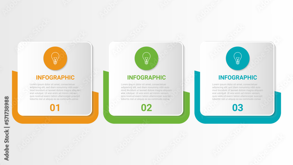 Vector infographic design template with 3 options or steps squre shape ...