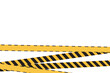 Crime stripe tape. Police danger caution yellow barrier vector. Not cross security lines. incident illustration, dangerous scene. criminal case on white background vector concept