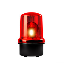 Red Siren Emergency Warning Light With Black Base That Are Currently On ,3d Render Illustration With Transparent Background