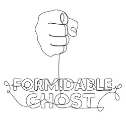 Poster - One continuous line of hand with Formidable Ghost word. Thin Line Illustration vector concept. Contour Drawing Creative ideas.