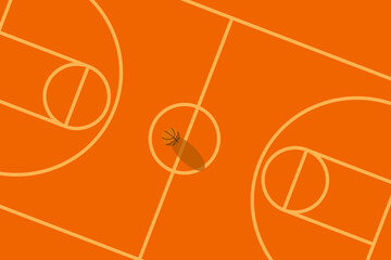 Wall Mural - PNG basketball court and ball background, Sport graphic background basketball court with ball on the ground and shadow no people for background - illustration website card poster calendar printing
