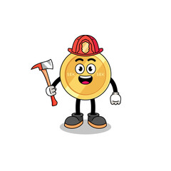 Wall Mural - Cartoon mascot of swedish krona firefighter