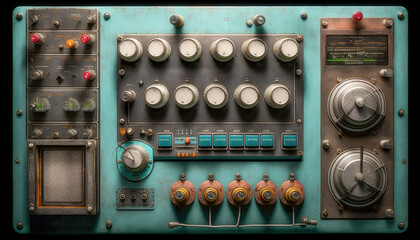 Vintage Equipment Control Panel. Generative AI