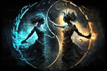 backdrop of sacred zodiac gemini symbols, astrology, alchemy, magic, sorcery and fortune telling. ge