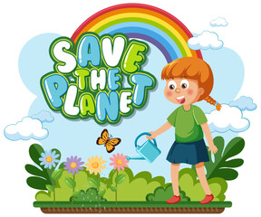 Wall Mural - Save the planet text for banner or poster design
