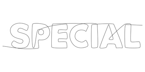 Fototapete - One continuous line of Special word. Thin Line Illustration vector concept. Contour Drawing Creative ideas.