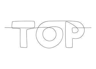 Fototapete - One continuous line of Top word. Thin Line Illustration vector concept. Contour Drawing Creative ideas.