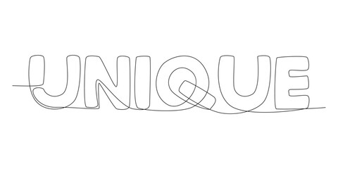 Fototapete - One continuous line of Unique word. Thin Line Illustration vector concept. Contour Drawing Creative ideas.