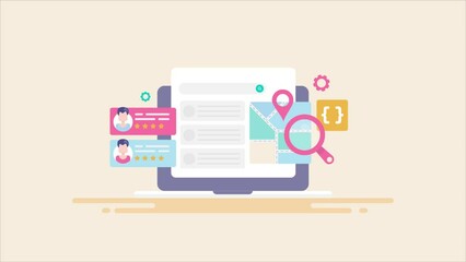 Canvas Print - digital seo concept, website ranking customer review rating and business map location on search engi