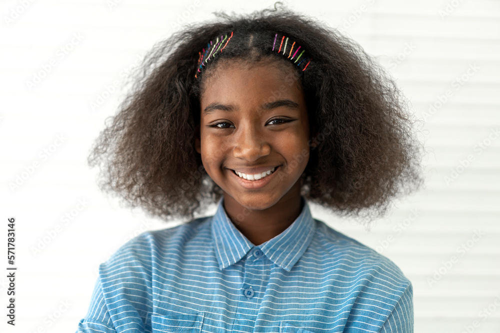 Portrait of smile black african american cute little girl child sitting ...