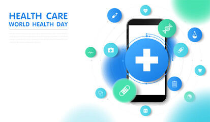 Aufkleber - healthcare and medicine technology with mobile or smartphone. phone screen with medical specialist a