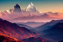 Wallpaper Of Amazing Mountain View Background. Generative Ai