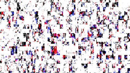 Fototapete - Glitch distorted white texture background. Modern effect of damaged screen. For game screens, web-sites, designs, banners and business. 3d rendering.
