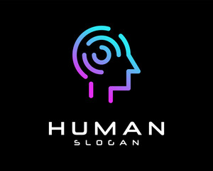 Poster - Human Head Tech Digital Innovation Futuristic Artificial Intelligence Analysis Vector Logo Design