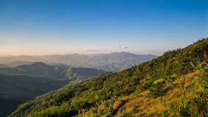 Poster - Aerial view of drone flying above Doi Pha Hi