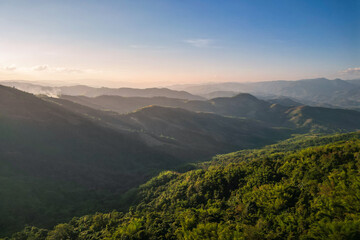 Poster - Aerial view of drone flying above Doi Pha Hi