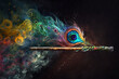 flute and a peacock feather. Generative AI