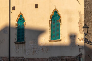 Wall Mural - Old Venetian blinds in Verona, Italy, Europe