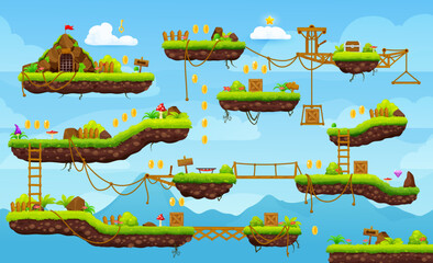 Poster - Retro 2d arcade game level platforms background