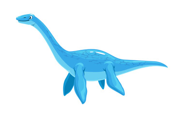 Wall Mural - Cartoon plesiosaur dinosaur, underwater lizard