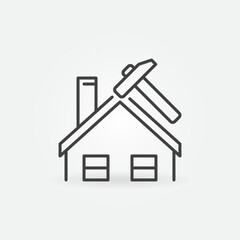 Poster - Roof Repair vector House with Hammer concept linear icon