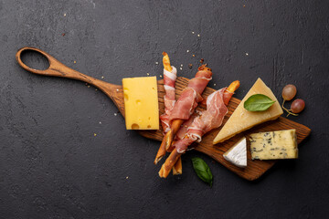 Canvas Print - Antipasto board with various cheese and snacks