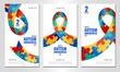 Vector Illustration of World autism awareness day. Banner with ribbon. Use as advertising, invitation, banner,
