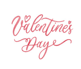 Wall Mural - happy valentines day typography poster with handwritten watercolor calligraphy text.