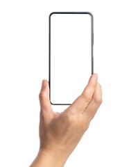 Poster - Hand holding smartphone with blank screen,mockup with copy space for advertising online