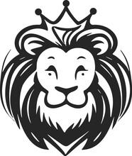 Presentable Black And White Cute Lion Logo. Good For Business.