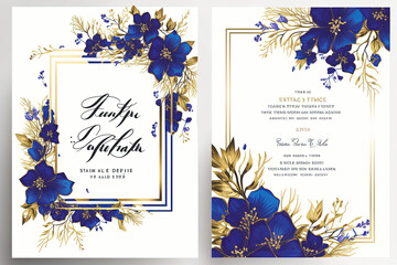 Canvas Print -  wedding invitation card template design with watercolor leaf and branch,water color invitation ,beautiful floral wreath. Generative AI