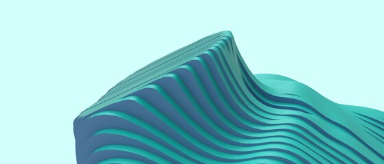 Aufkleber - Abstract background Futuristic Curve wave and Mountain Paper Cut digital art for leadership success concept on Blue. Inspiration, innovative, copy space, banner-3d Rendering